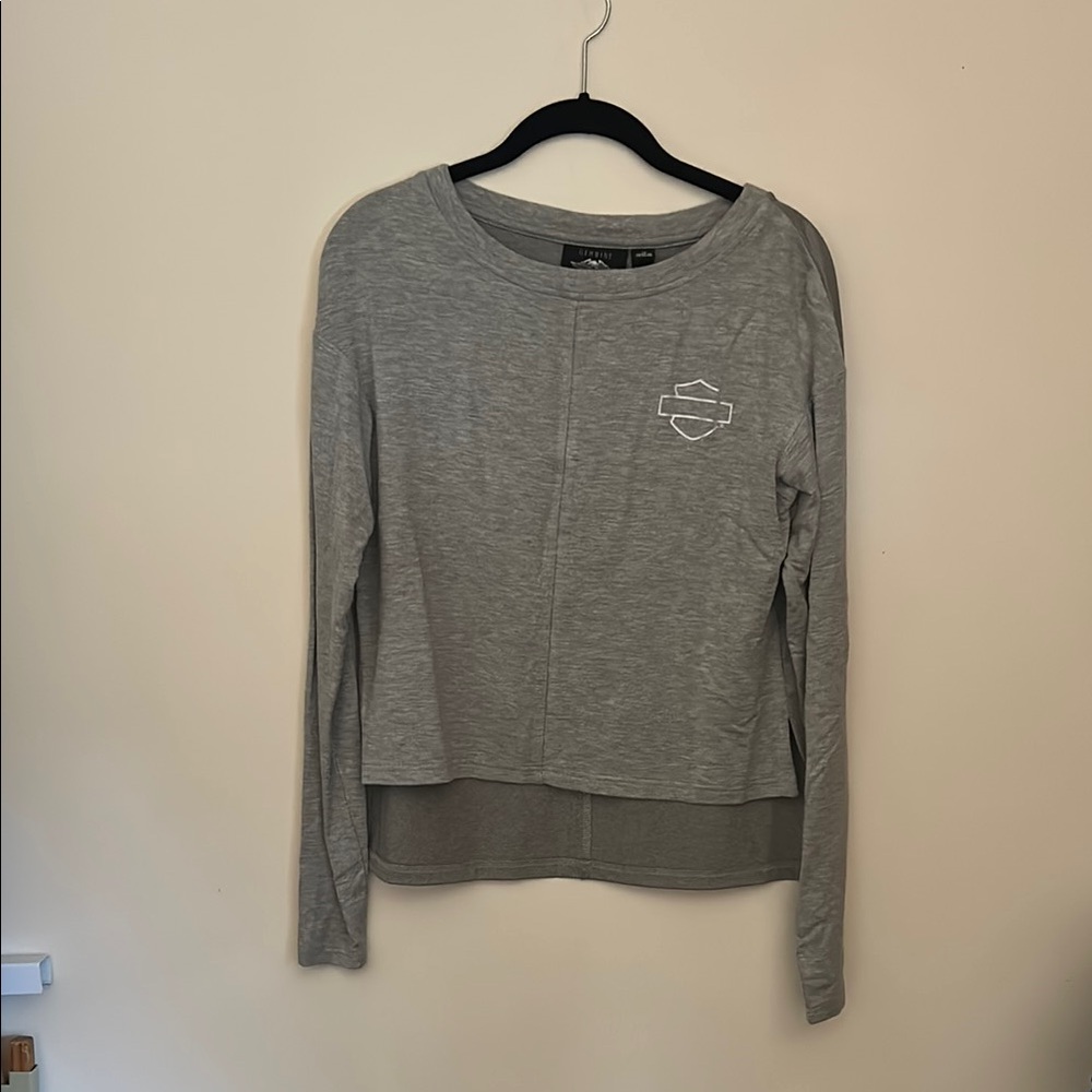 Harley-Davidson Gray Fitted Long Sleeve Hoodie